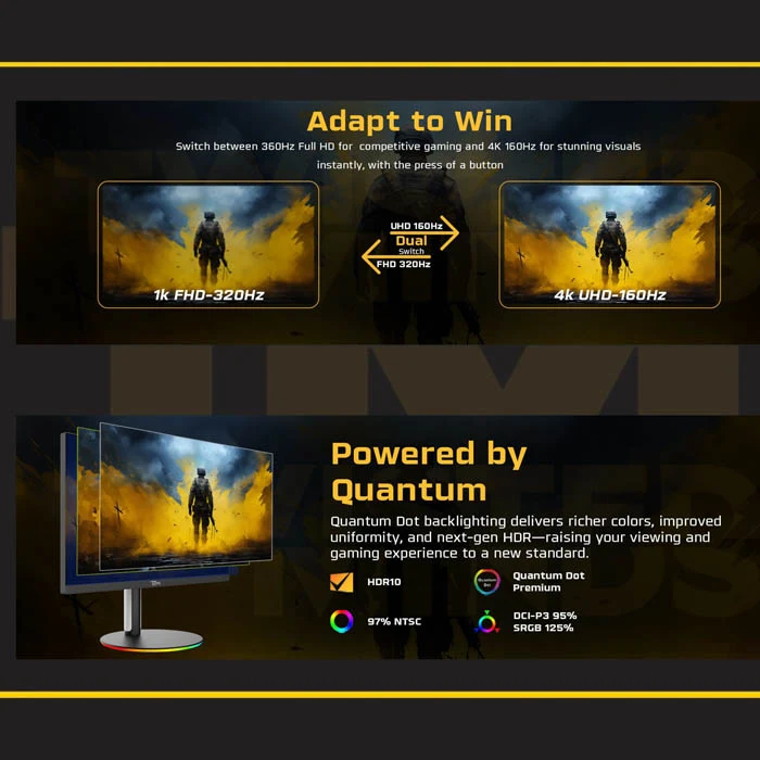 توستد مايندز – 27 بوصة 4K بتردد 160–320 هرتز IPS - شاشة جيمينج